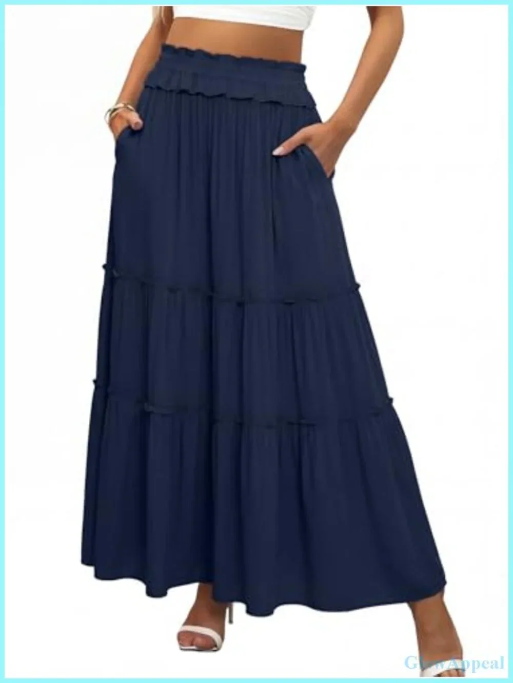 ANRABESS Women's Flowy Maxi Skirt Ruffled Tiered High Waist Rayon Long Skirt
